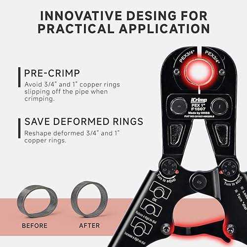 Iwiss Pex Pipe Crimping Tool Kit for 3/8,1/2,3/4,1 inch Copper Ring with Free Gauge&Pex Pipe Cutter Meet ASTM F1807 and Portable - Image 3
