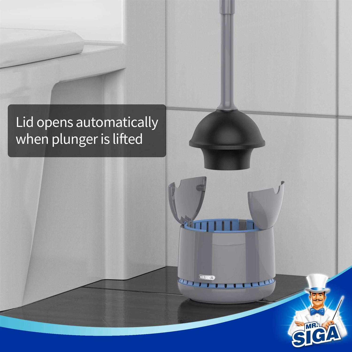 Mr.SIGA Toilet Plunger with Holder, Heavy Duty Toilet Plunger and Holder Combo for Bathroom Cleaning - Image 3