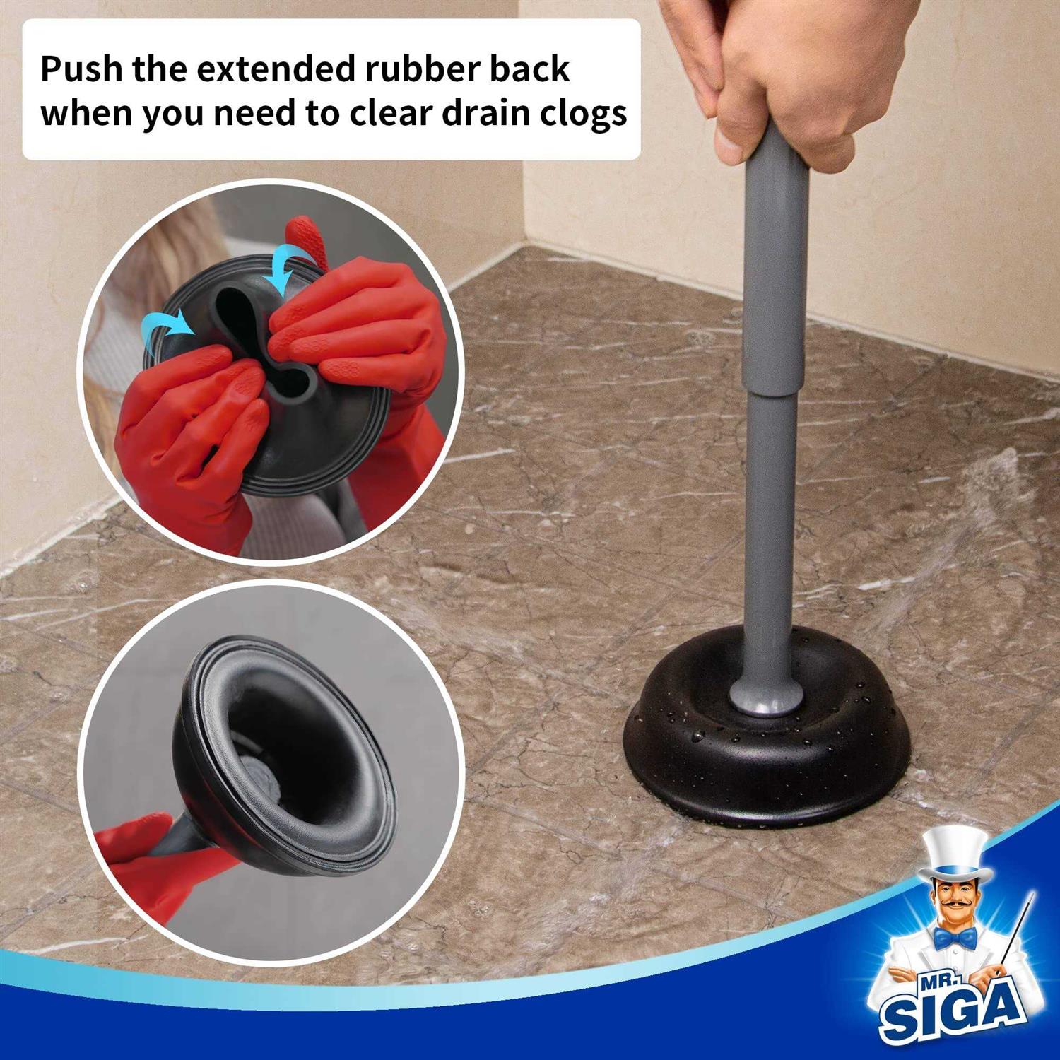 Mr.SIGA Toilet Plunger with Holder, Heavy Duty Toilet Plunger and Holder Combo for Bathroom Cleaning - Image 5