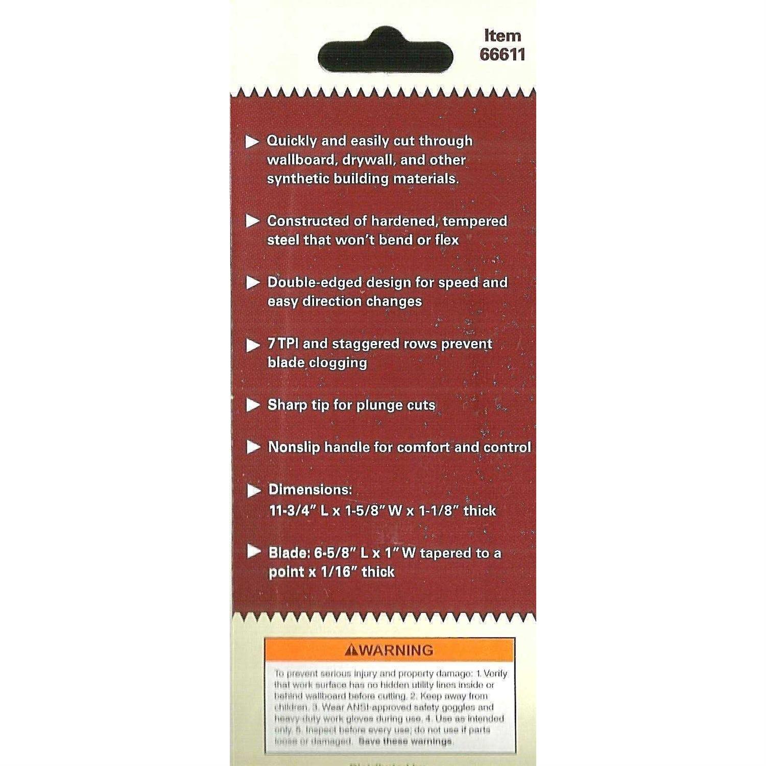 Portland Saw 6 Double Edged Wallboard Saw - Image 5