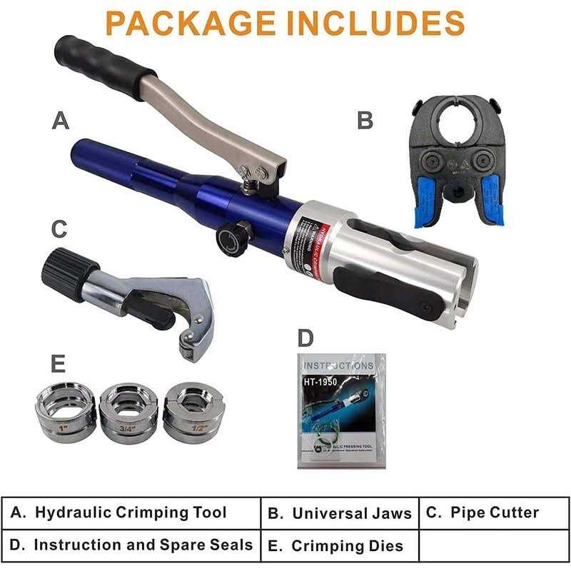 IBOSAD Copper Tube Fittings Hydraulic Pipe Crimping Tool with 1/2 inch,3/4 inch and 1 inch Jaw Copper Pipe ProPress Crimpers - Image 5