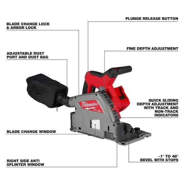 Milwaukee M18 FUEL 18V Cordless Brushless 6-1/2 in. Plunge Cut Track Saw Track Saw Guide Rail - Image 3