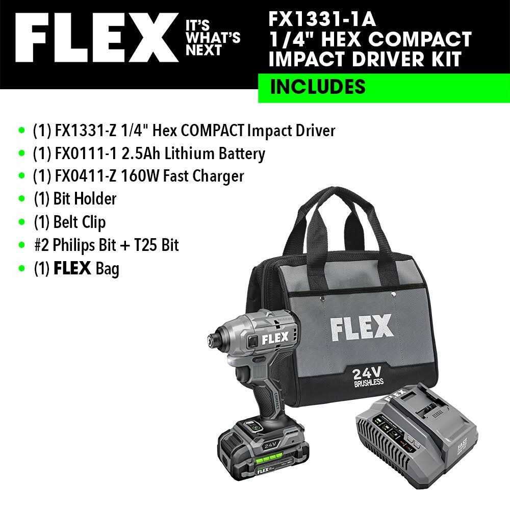 FLEX 1/4 Hex Compact Impact Driver Kit FX1331-1A - Image 5
