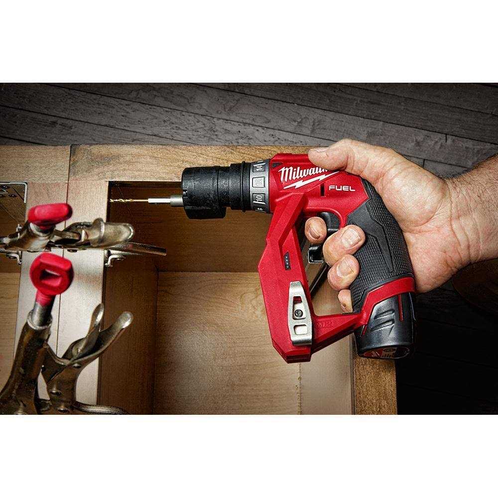 Milwaukee M12 FUEL 12V Lithium-Ion Brushless Cordless 4-in-1 Installation 3/8 in. Drill Driver Kit w/M12 - Image 4