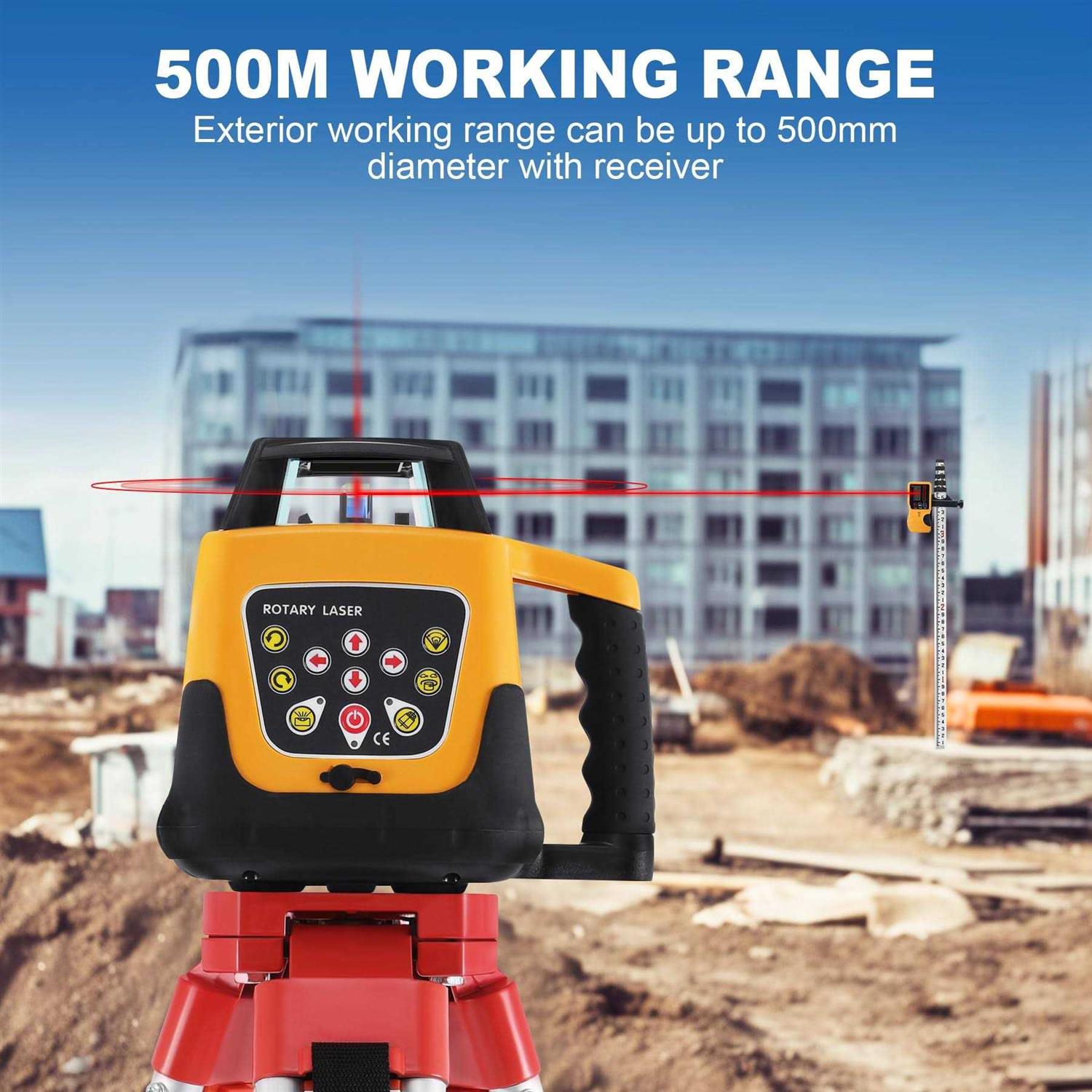 Iglobalbuy Self Leveling Rotary Laser Level System Kit with Surveying Tripod + Aluminum Grade Rod 16.4Ft - Image 4