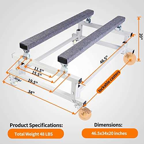 JY PERFORMANCE Watercraft PWC Dolly Boat Jet Ski Stand Storage Trailer Cart Dock Slipway Cart Adjustable Bunks W/ 4 Casters and 2 Brakes Carpeted to - Image 3