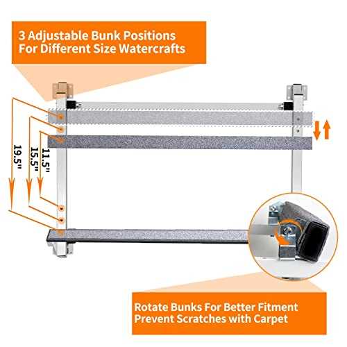 JY PERFORMANCE Watercraft PWC Dolly Boat Jet Ski Stand Storage Trailer Cart Dock Slipway Cart Adjustable Bunks W/ 4 Casters and 2 Brakes Carpeted to - Image 5
