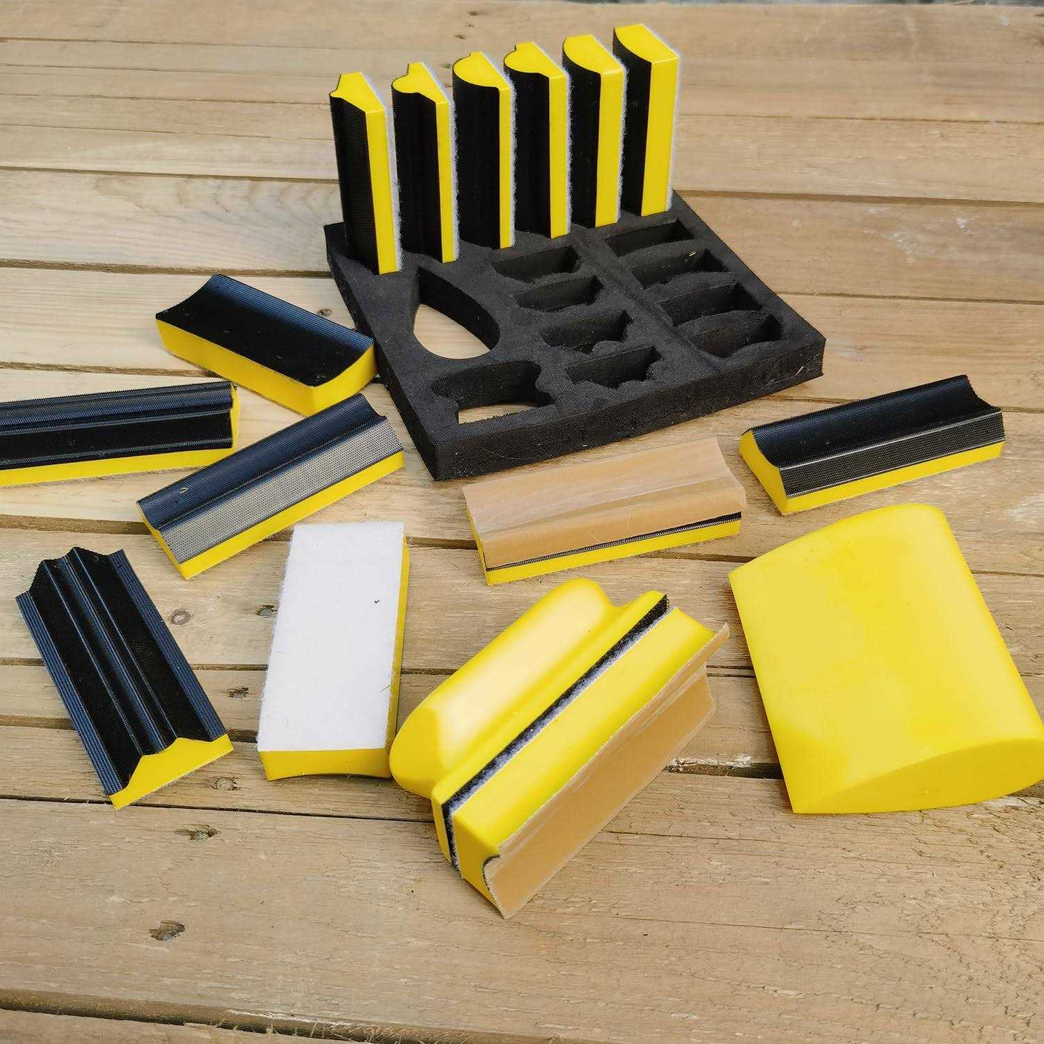 16 Pcs Contoured Profile Sanding Block Set Hook and Loop Foam Material Hand Sander Block - Image 4