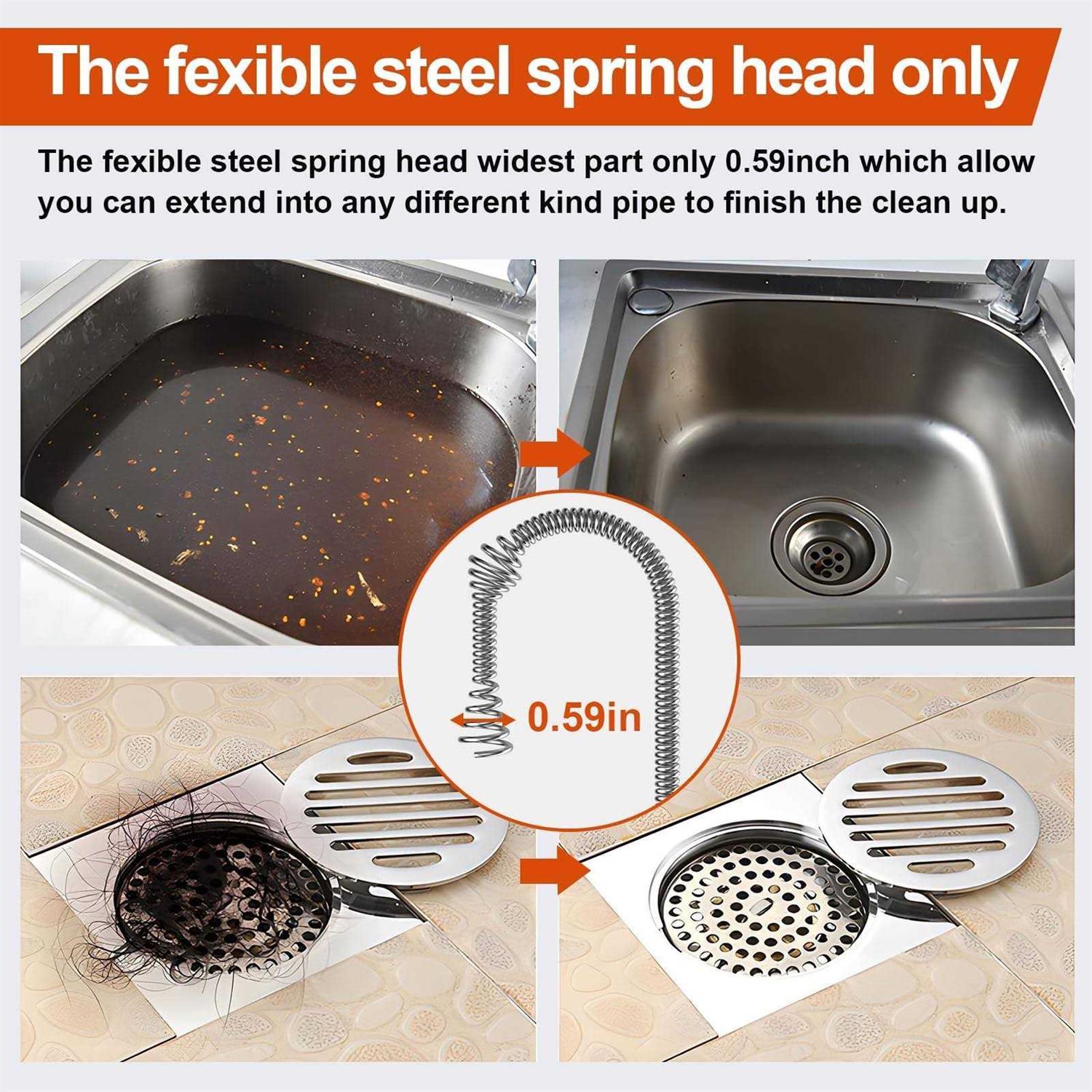 Drain Auger, Plumbing Snake With Drill Adapter Heavy Duty Flexible Sink Steel Drum Auger and Drain unblocking Snake, Manual Or Powered - Image 3