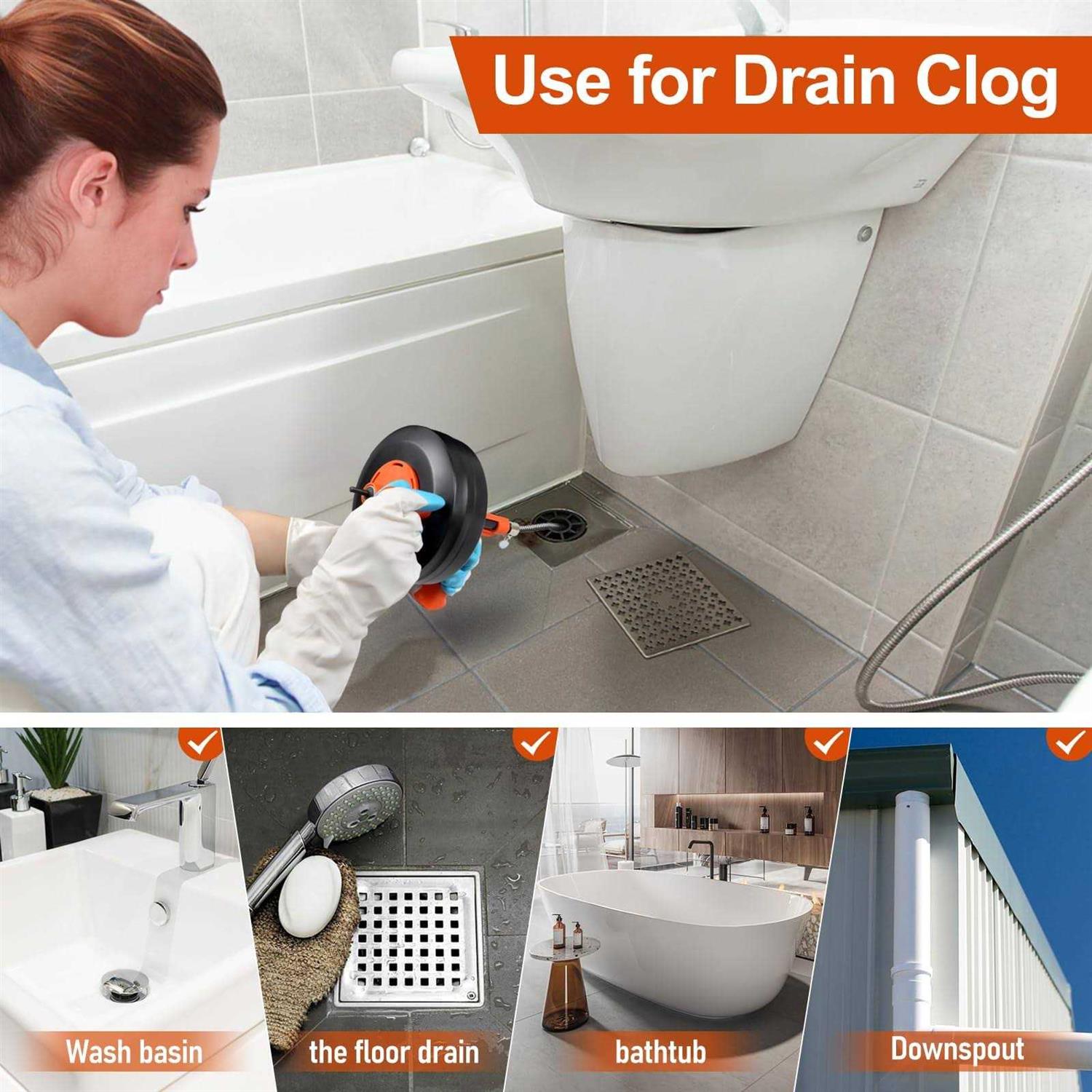 Drain Auger, Plumbing Snake With Drill Adapter Heavy Duty Flexible Sink Steel Drum Auger and Drain unblocking Snake, Manual Or Powered - Image 4