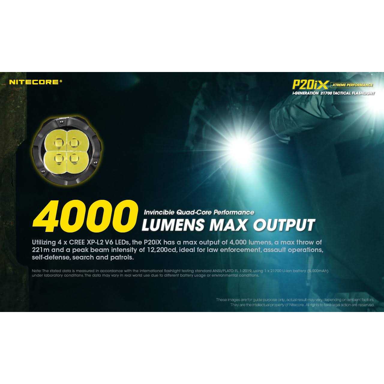 Nitecore P20iX 4000 Lumen USB-C Rechargeable Flashlight - Image 4