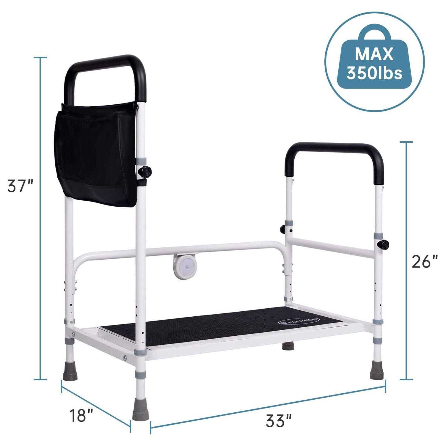 Elenker Adjustable Height Bed Step Stool Bed Assist Bar with Storage Pocket - Image 3