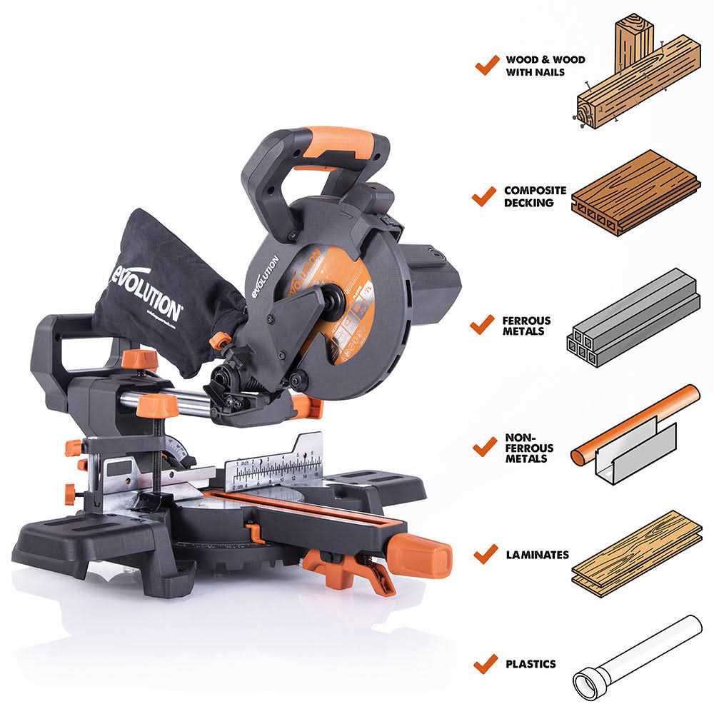 Evolution Power Tools R185SMS+ 7-1/4 Multi-Material Compound Sliding Miter Saw - Image 3