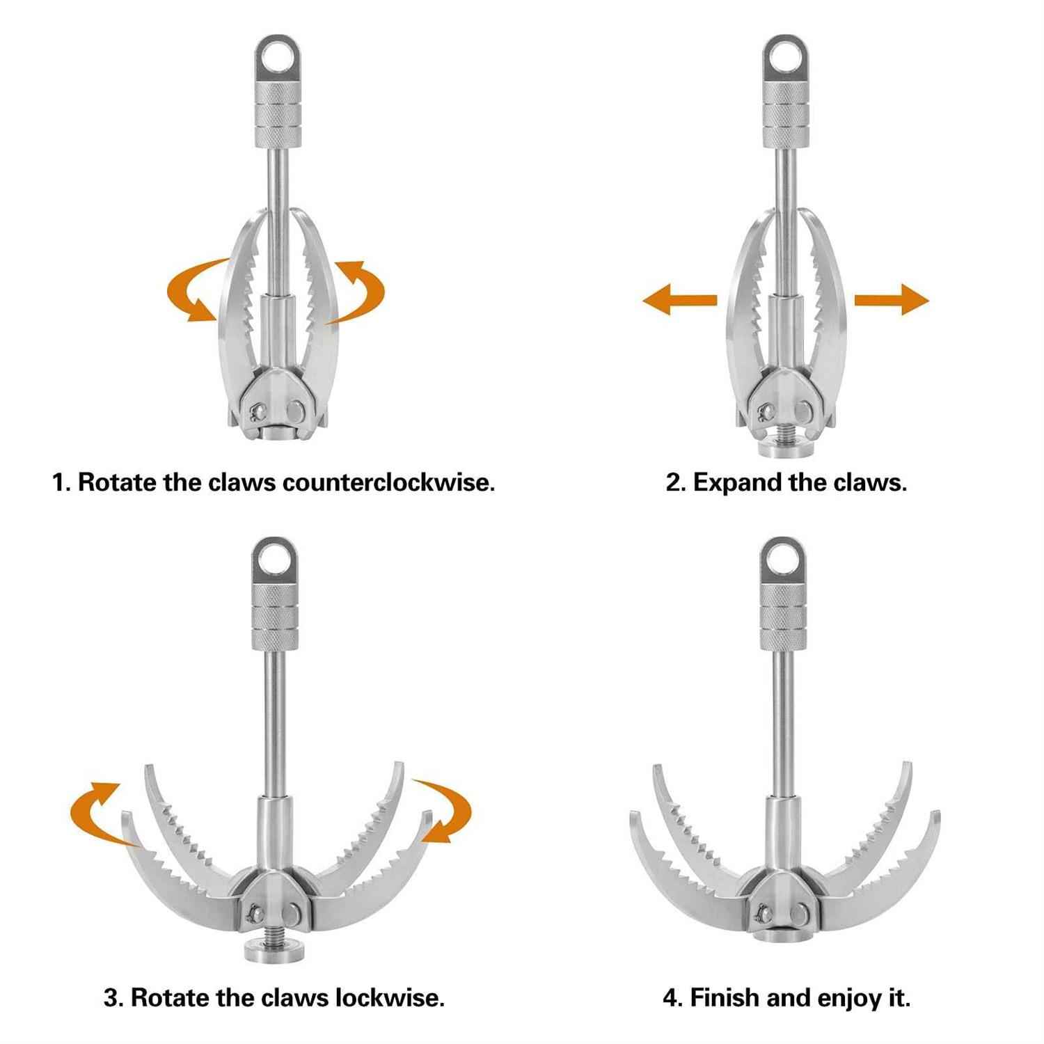 GYANDULY Large Grappling Hook with 65ft Rope 4-Claw Folding Stainless Steel Grapple Hooks for Outdoor Survival - Image 4