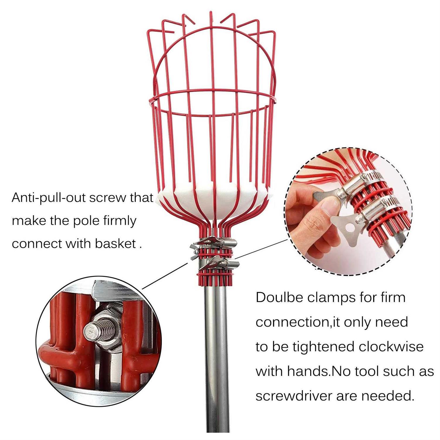 Coconut Fruit Picker Tool, Fruit Picker with Basket and Pole Easy - Image 3