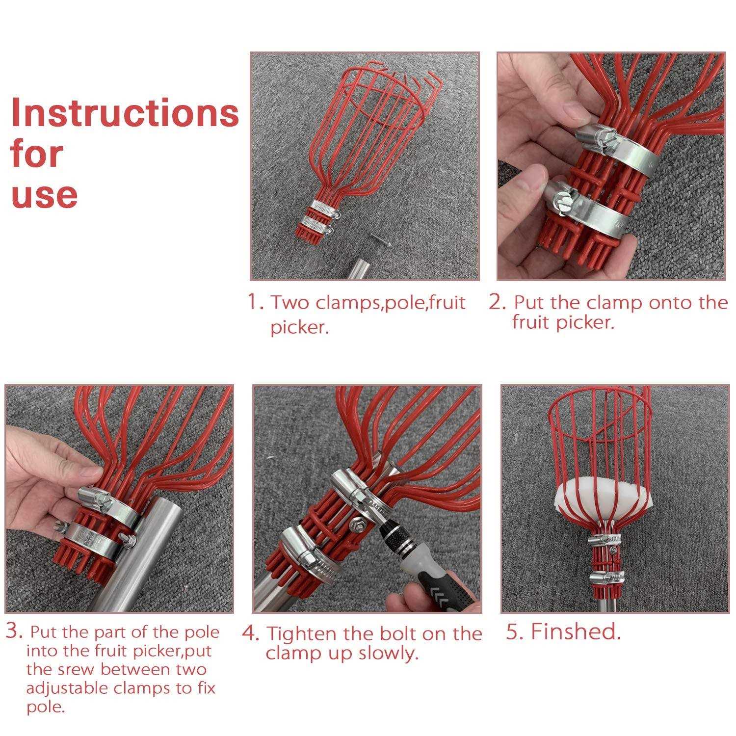 Coconut Fruit Picker Tool, Fruit Picker with Basket and Pole Easy - Image 3