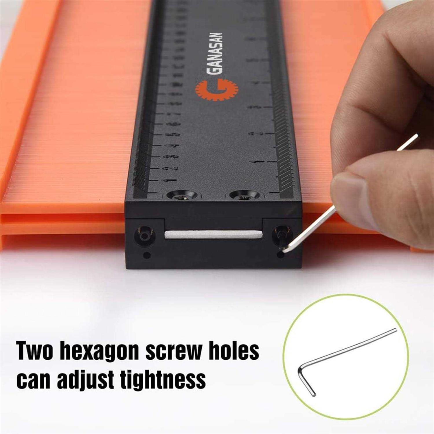 GANASAN Contour Gauge with Lock|10+5 Inch Construction Rulers Measure Tool for Corners and Contoured - Image 3