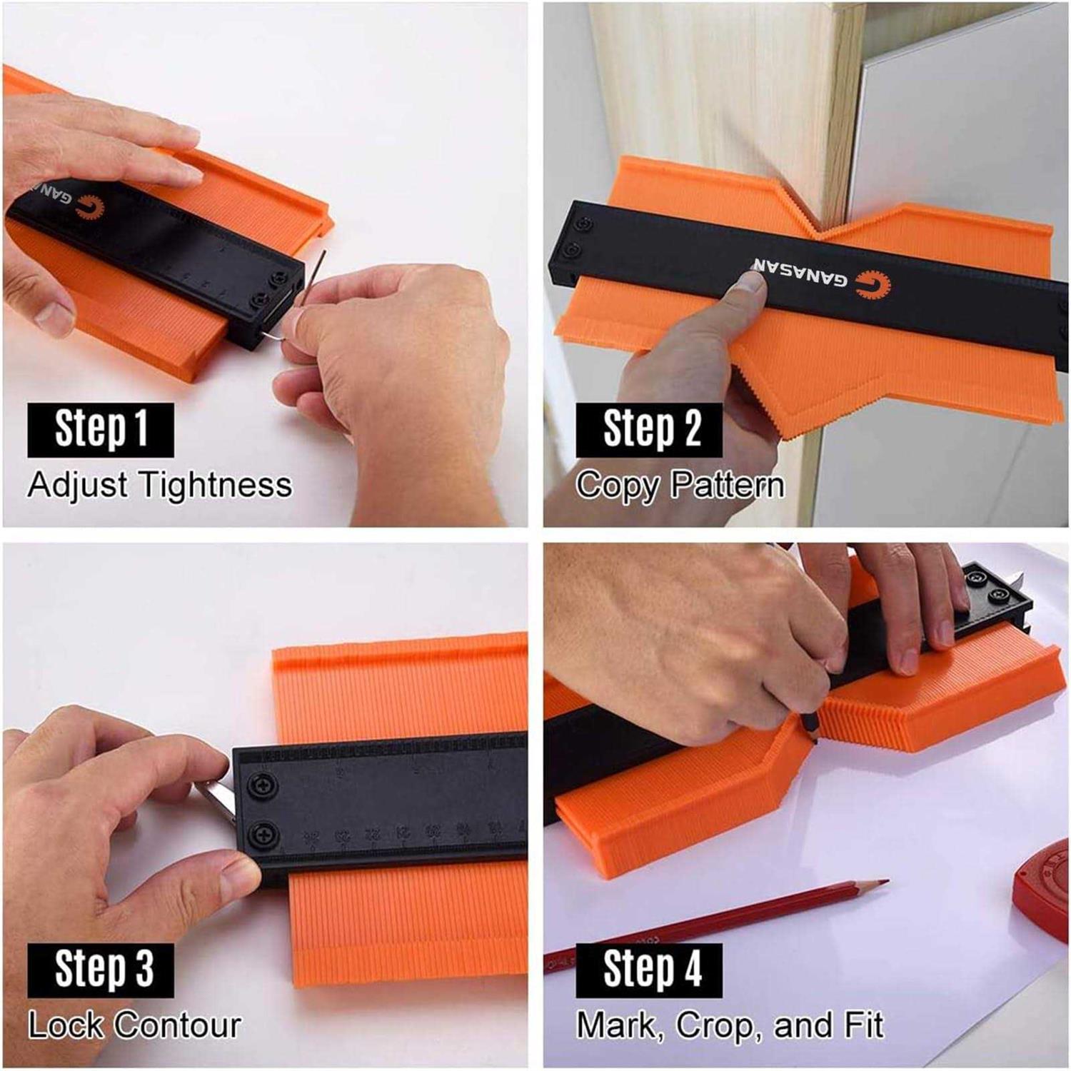 GANASAN Contour Gauge with Lock|10+5 Inch Construction Rulers Measure Tool for Corners and Contoured - Image 5
