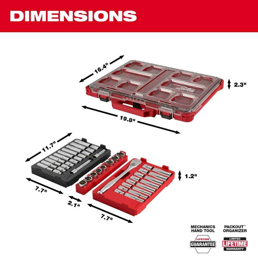 Milwaukee 48-22-9487 47pc 1/2 Drive Ratchet & Socket Set with PACKOUT Organizer - Image 5