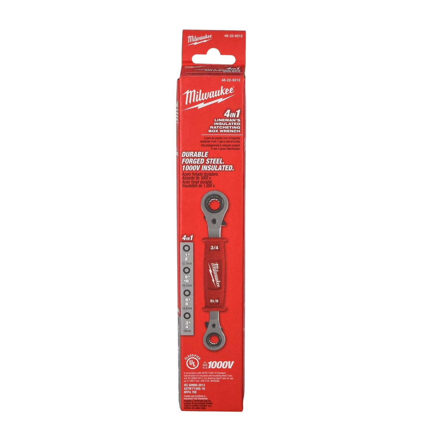 Milwaukee 48-22-9212 4-in-1 Lineman's Insulated Ratcheting Box Wrench - Image 5