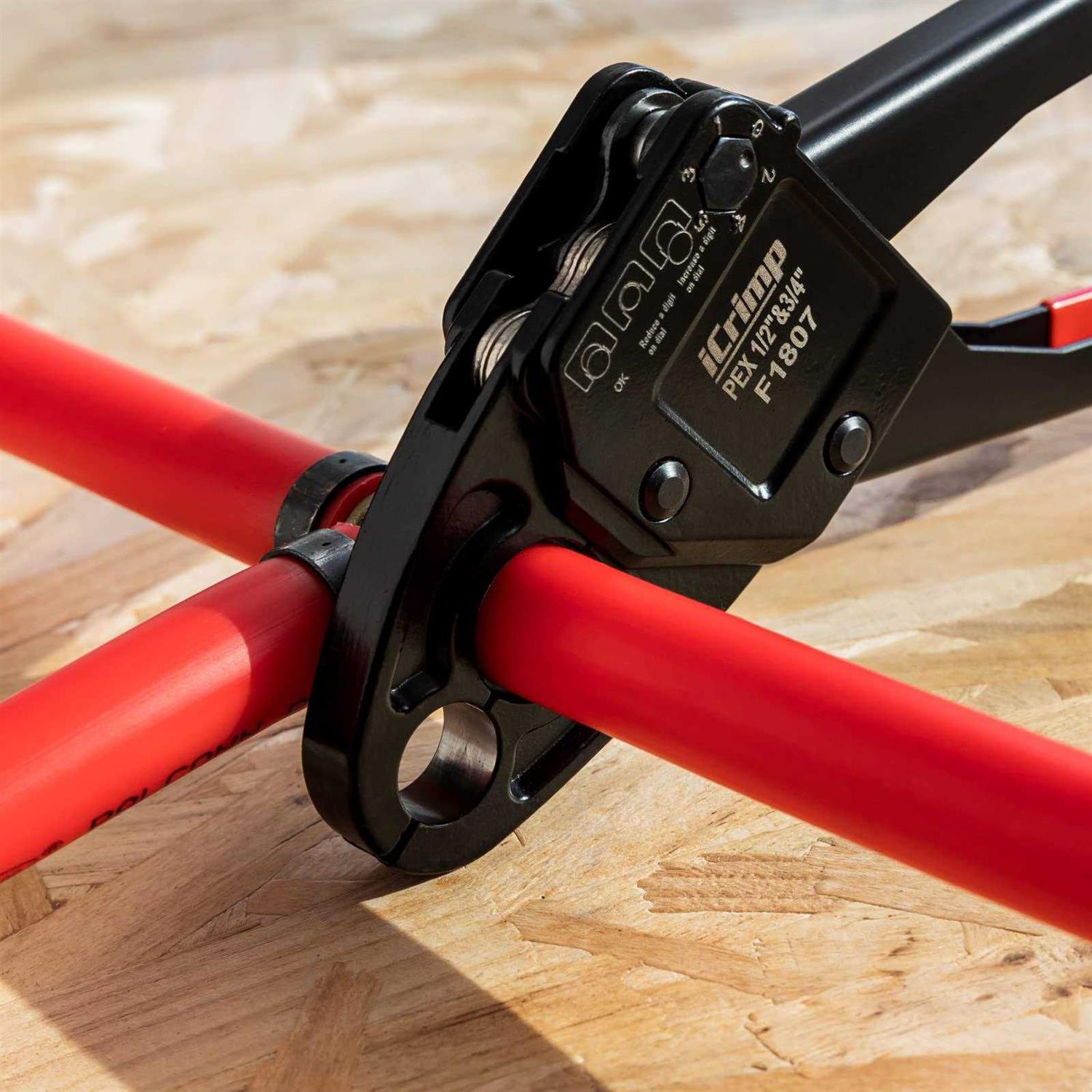 Iwiss iCrimp Combo Angle Head Pex Pipe Plumbing Crimping Tool for Copper Crimp Jaw Sets 1/2 & 3/4 with Go/No-Go Crimp Gauge - Image 5