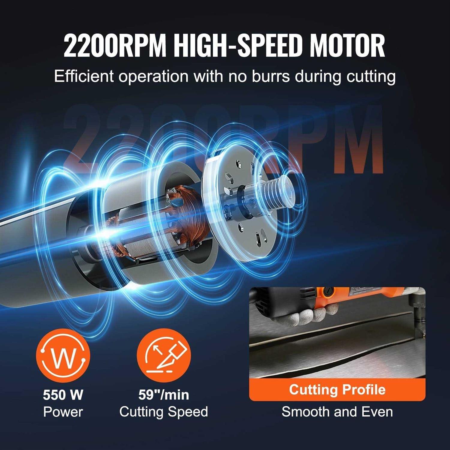 VEVOR Sheet Metal Nibbler 550W Powerful 2200 RPM High Speed 360 Degree Rotation Electric Nibbler Metal Cutter Straight Curve and Circle Cutting - Image 3