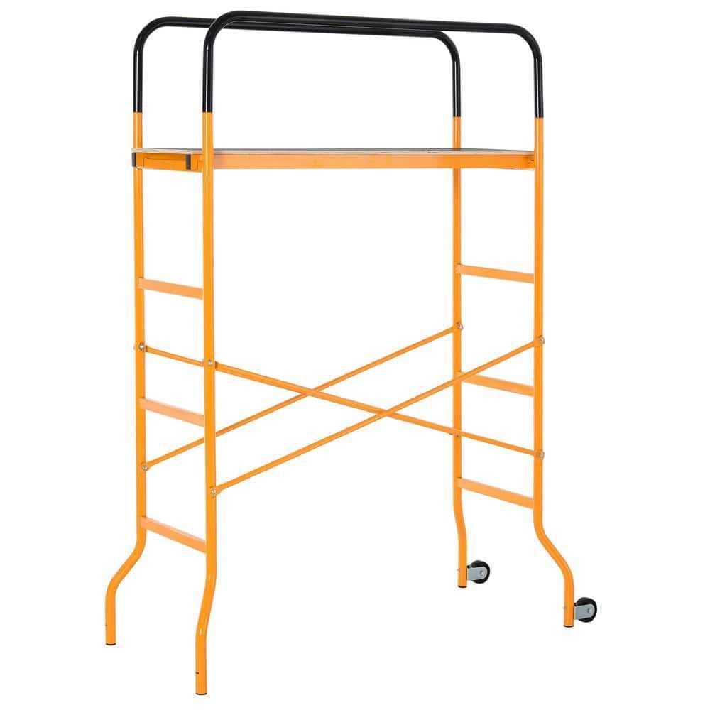 HOMCOM 4-Step Steel Scaffold Organizer Platform 2 Wheels Free Moving for Indoor-Outdoor - Image 4