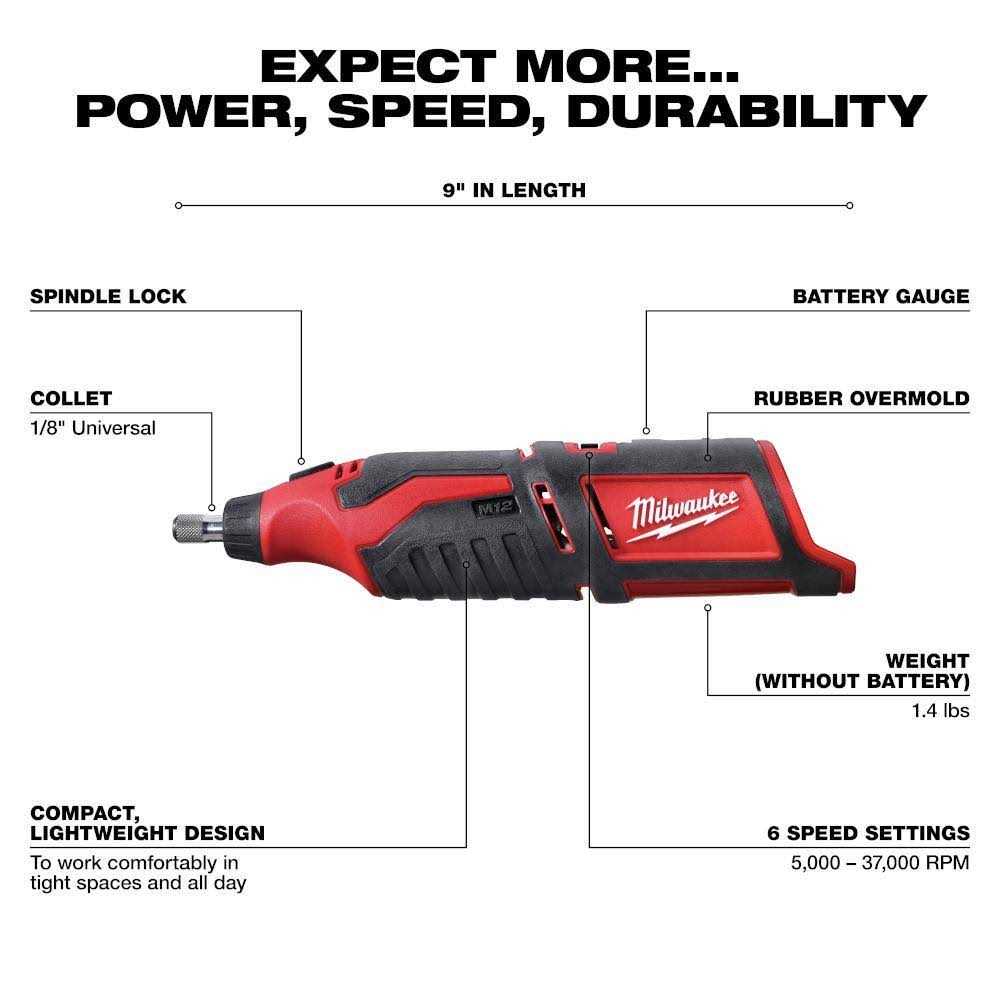 Milwaukee M12 Lithium-Ion Cordless Rotary Tool Ah 2.0 Ah - Image 3