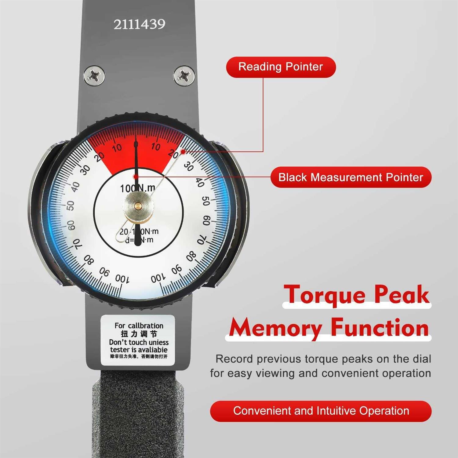 LIANDU-US Dial Indicator Torque Wrench Indicatingmeter 0-100 Nm High Precision Torque Meter Professional Measure Tool at MechanicSurplus.com - Image 5