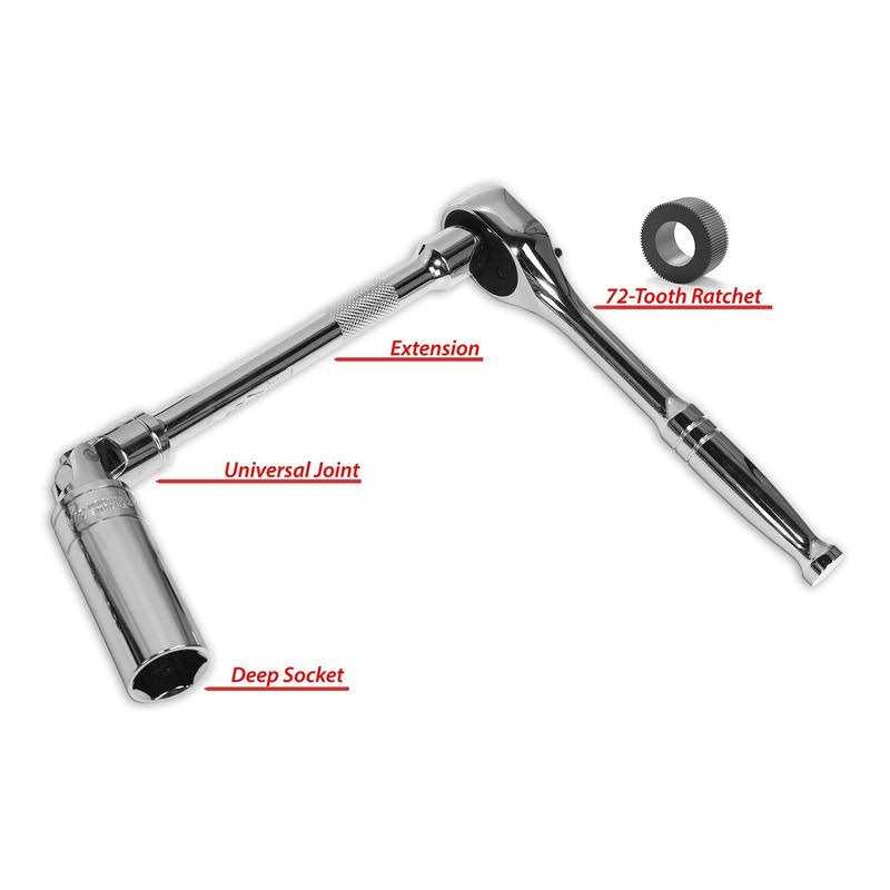 Epauto 45 Pieces 3/8 Drive Socket Set with 72-Tooth Pear Head Ratchet - Image 3