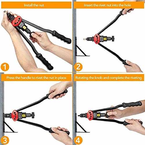 AIUITIO 16 Rivet Nut Tool, Rivnut Tool Kit with 15 Metric and SAE Mandrels, Nutsert Rivet Tool Set with 150Pcs Rivnuts - Image 3