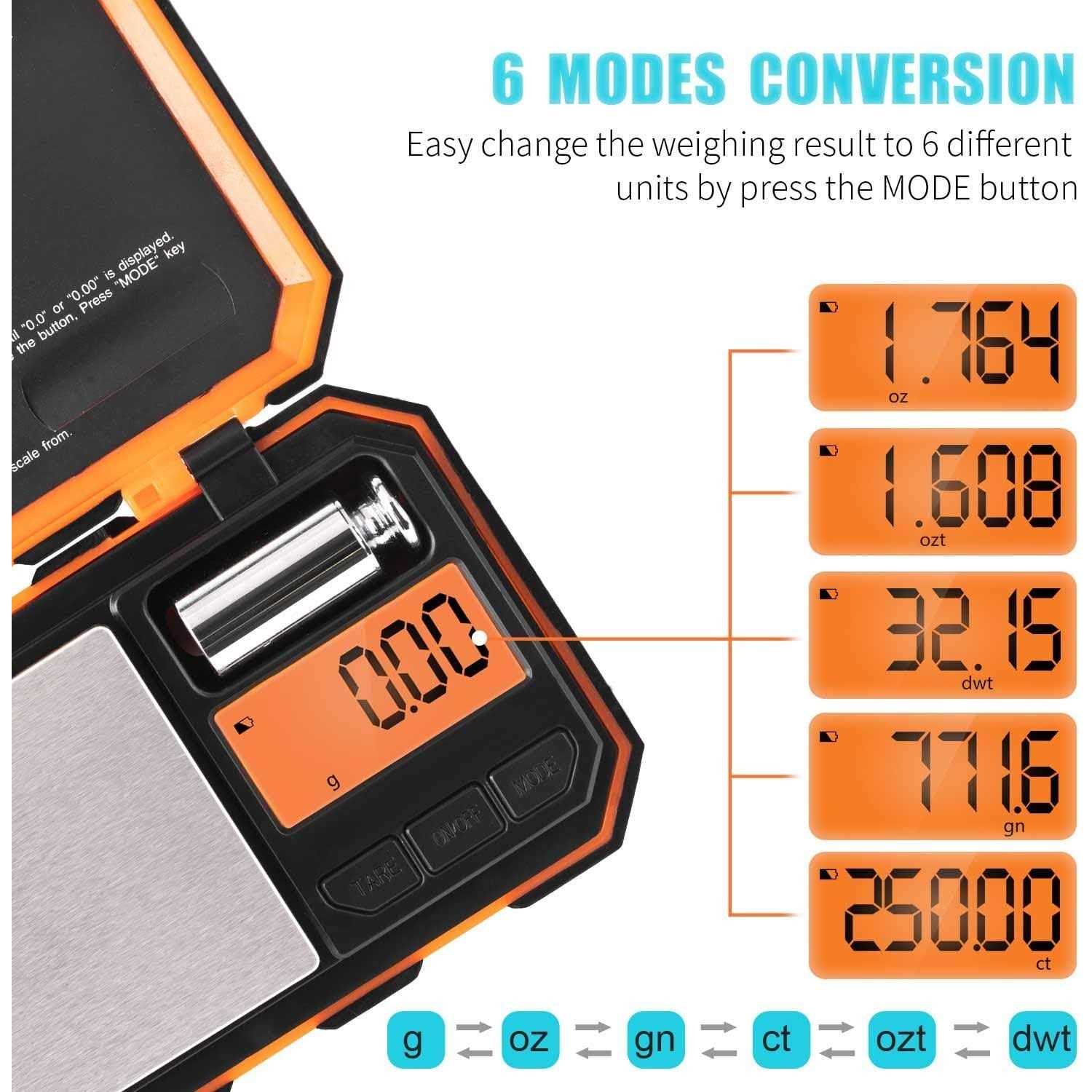 Fuzion Digital Pocket Scale 200g x 0.01g Jewelry Gram Scale 6 Units Conversion Mini Scale with LCD Display - Image 5