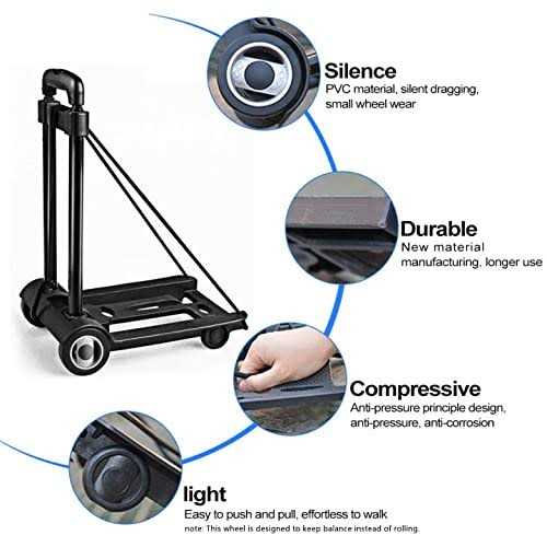 Double Rhombus Folding Hand Truck Lightweight Portable Cart 110 lbs/50kg Capacity Heavy Duty Utility Cart with Telescoping Handle - Image 5