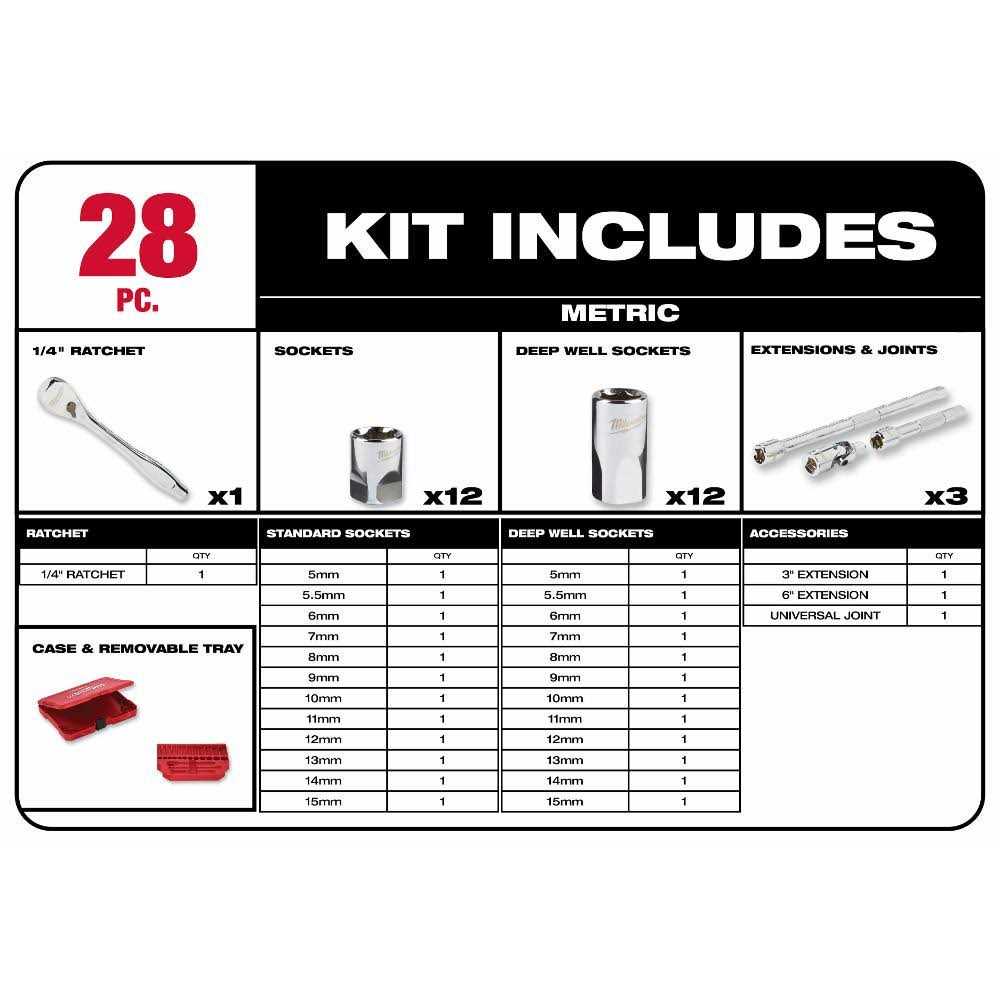 Milwaukee 48-22-9504 28 Drive Ratchet Socket Set - Image 4