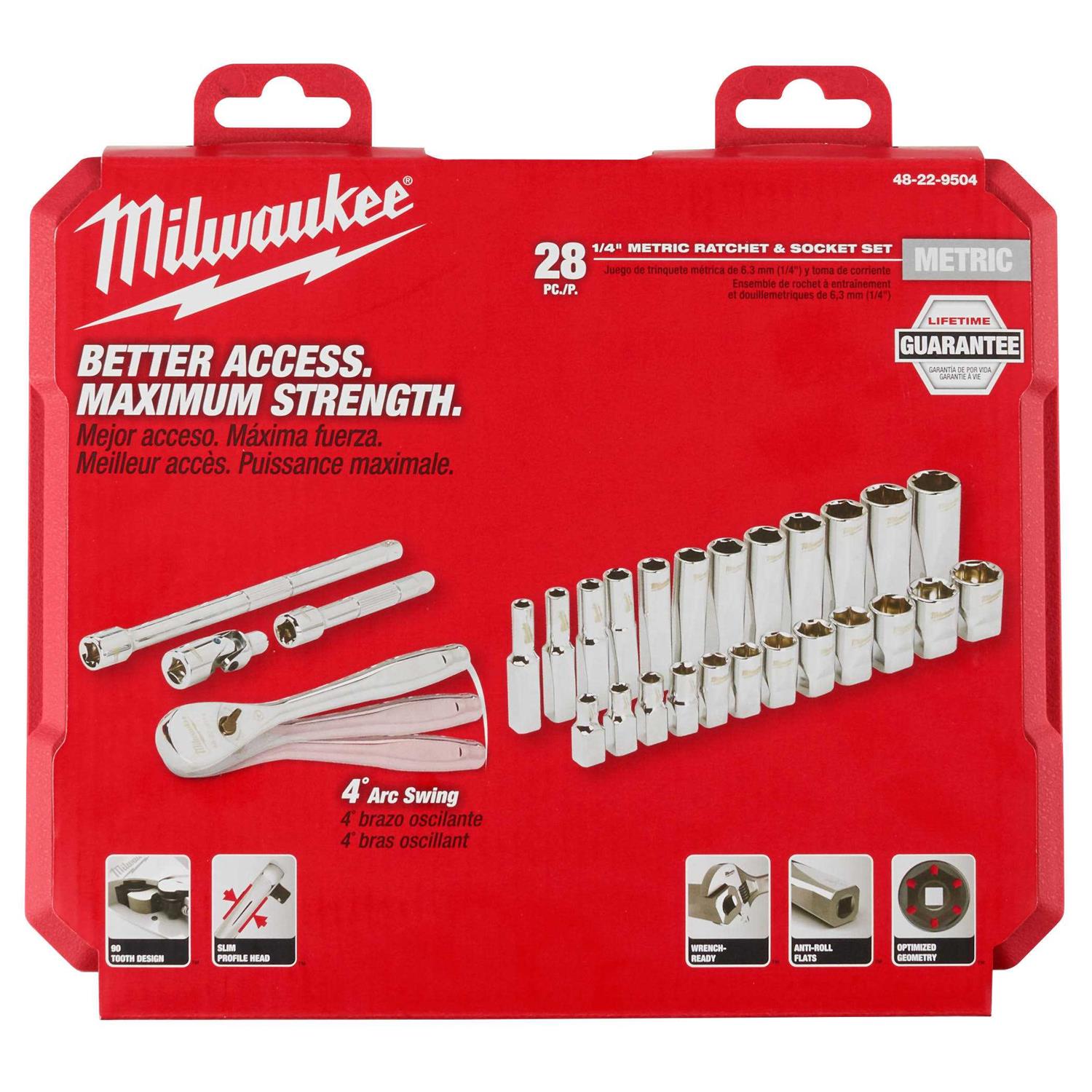 Milwaukee 48-22-9504 28 Drive Ratchet Socket Set - Image 5