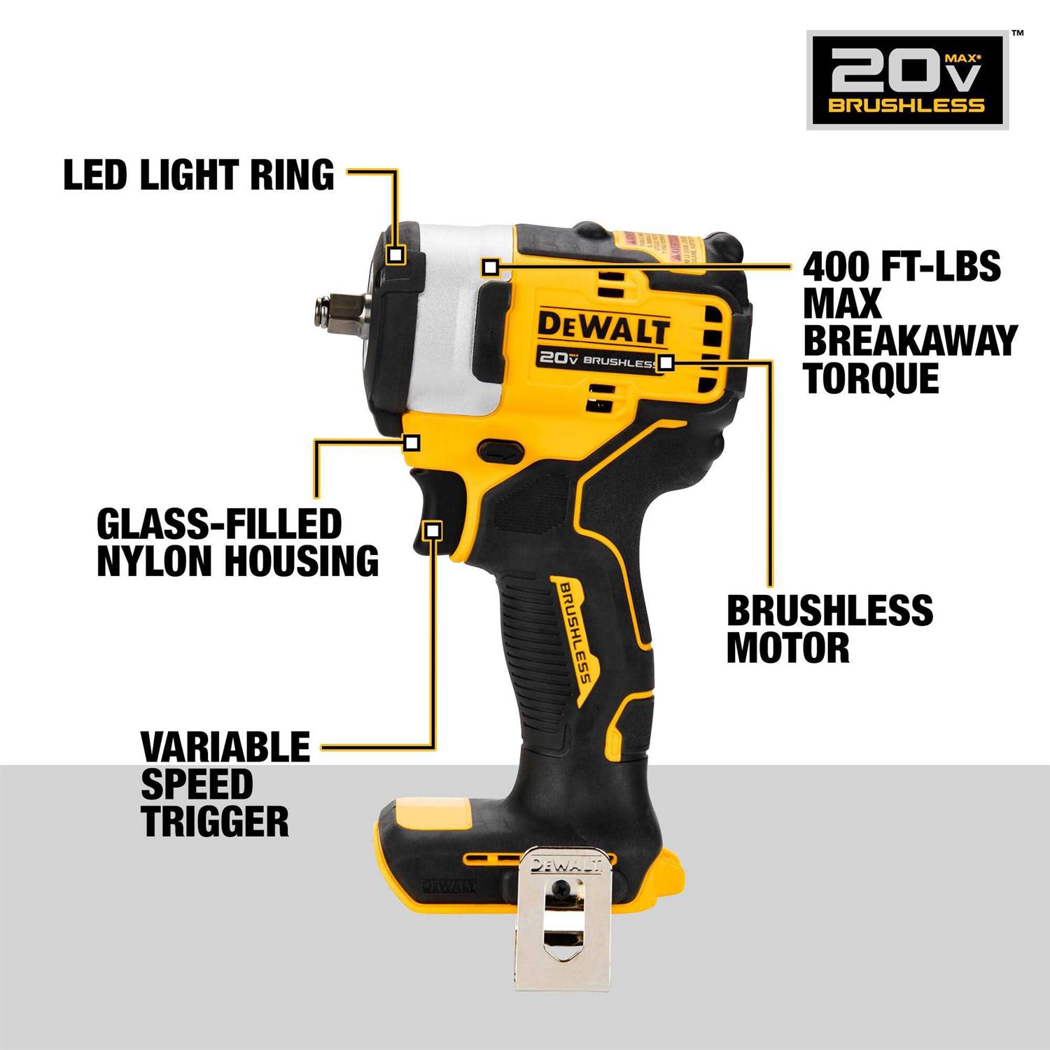 Dewalt 20V MAX 3/8 in. Cordless Impact Wrench with Hog Ring Anvil DCF913B - Image 5