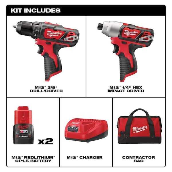 Milwaukee M12 12-Volt Lithium-Ion Cordless 2-Tool Combo Kit - Image 3