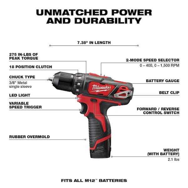 Milwaukee M12 12-Volt Lithium-Ion Cordless 2-Tool Combo Kit - Image 4