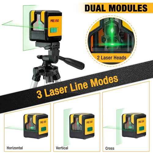 PREXISO Laser Level with Tripod 100ft Dual Modules Self Leveling Cross Line Laser Level - Image 3