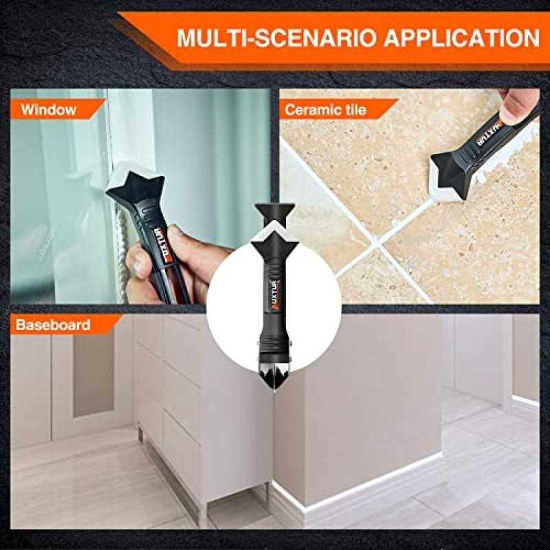 Jidomifurnis 3 in 1 Silicone Caulking Tools, Glass Glue Angle Scraper, Stainless Steelhead Caulk Remover and Sealant Scraper - Image 3