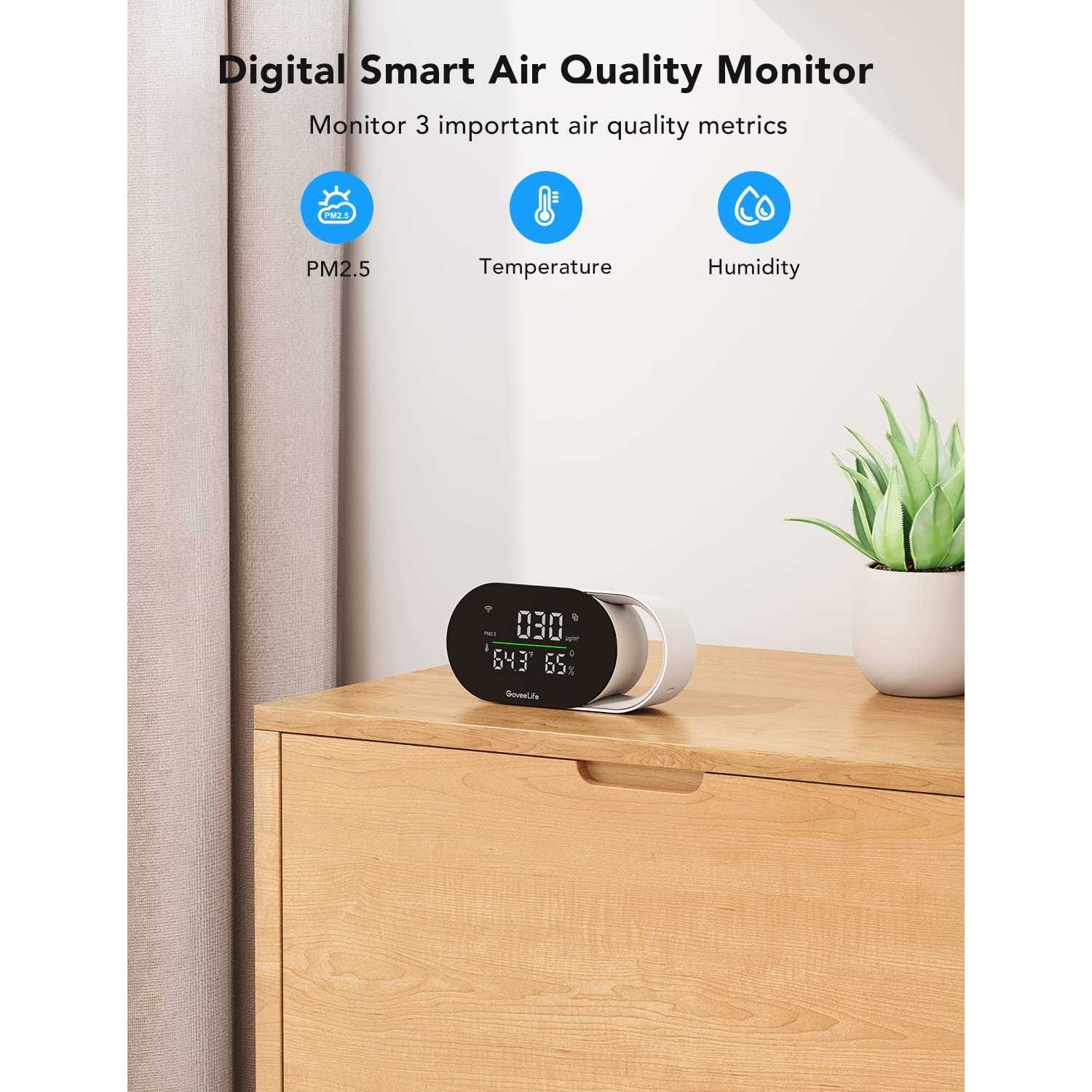 GoveeLife Smart Air Quality Monitor with PM2.5 Wifi Temperature & Humidity Sensors - Image 4