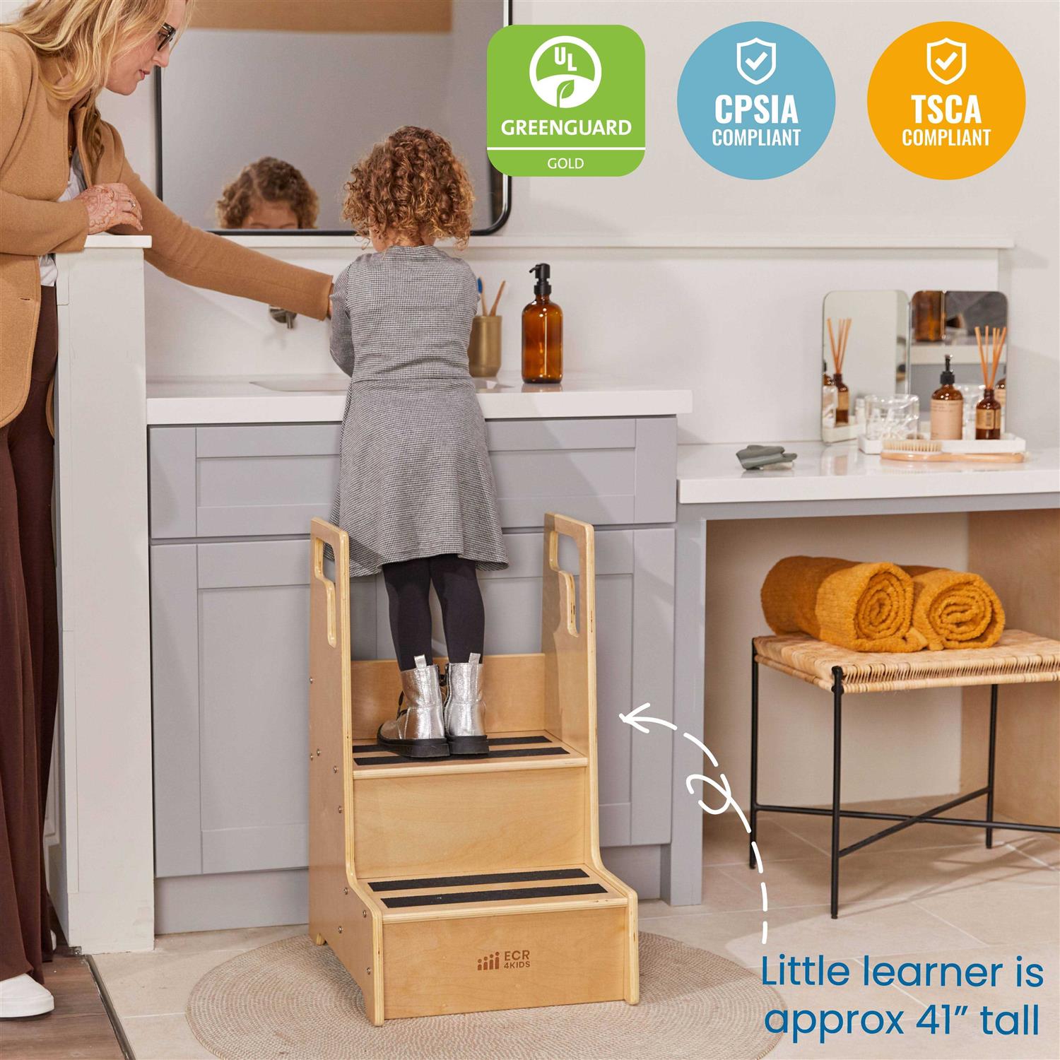 ECR4Kids Reach-Up Step Stool with Handles - Image 3