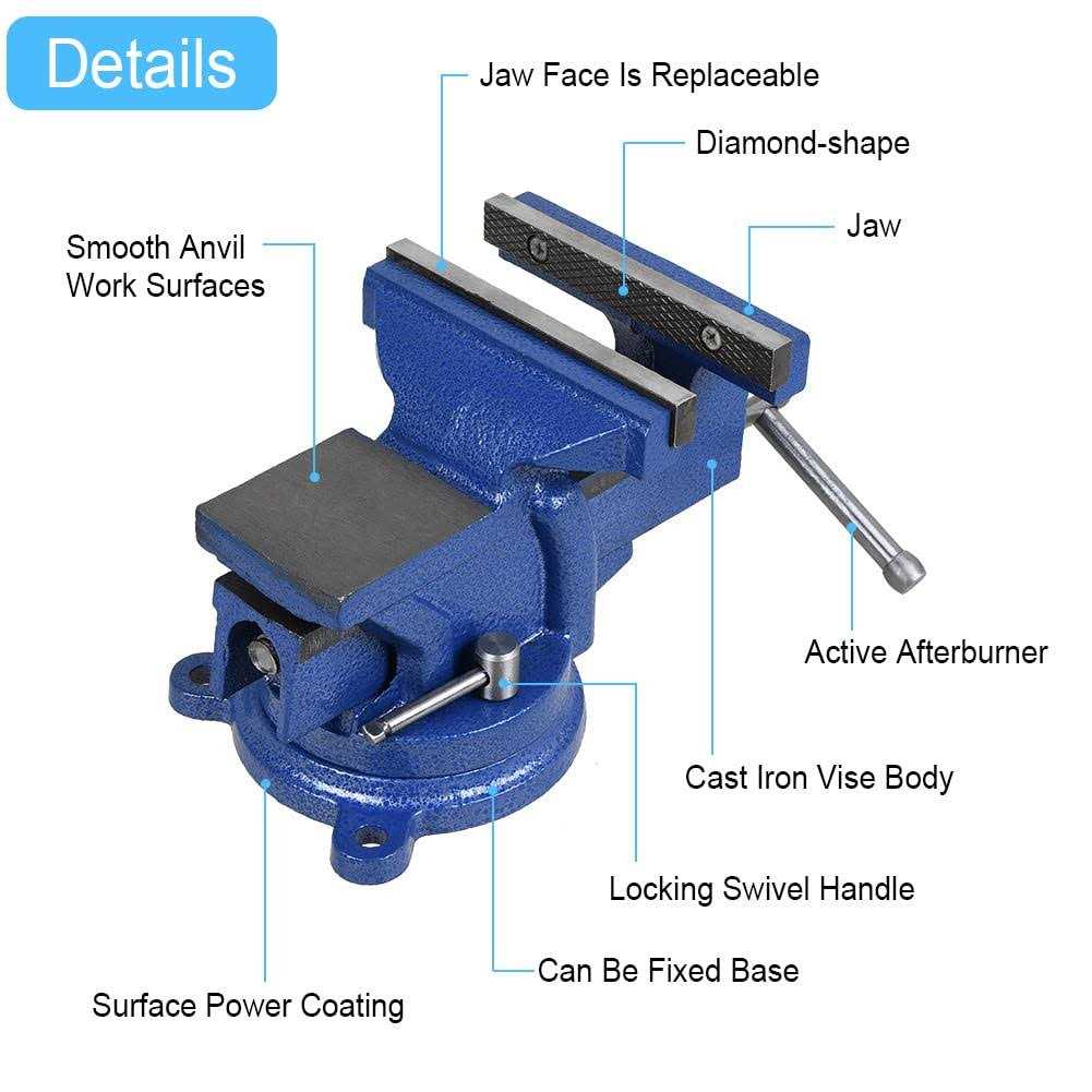 Sanheshun 5 Heavy Duty Bench Vise with Anvil Swivel Table Top Clamp Locking Base - Image 4