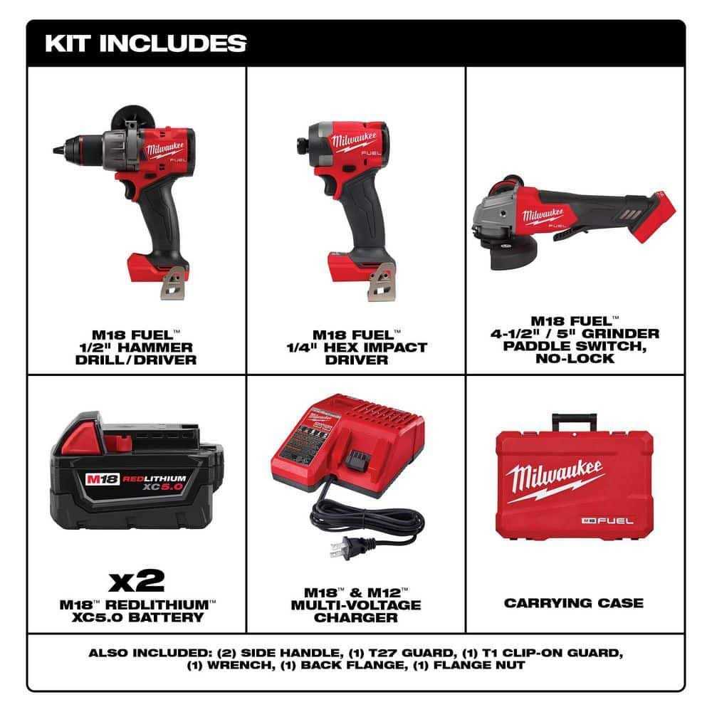Milwaukee M18 FUEL 18-V Lithium-Ion Brushless Cordless Hammer Drill and Impact Driver Combo Kit - Image 3