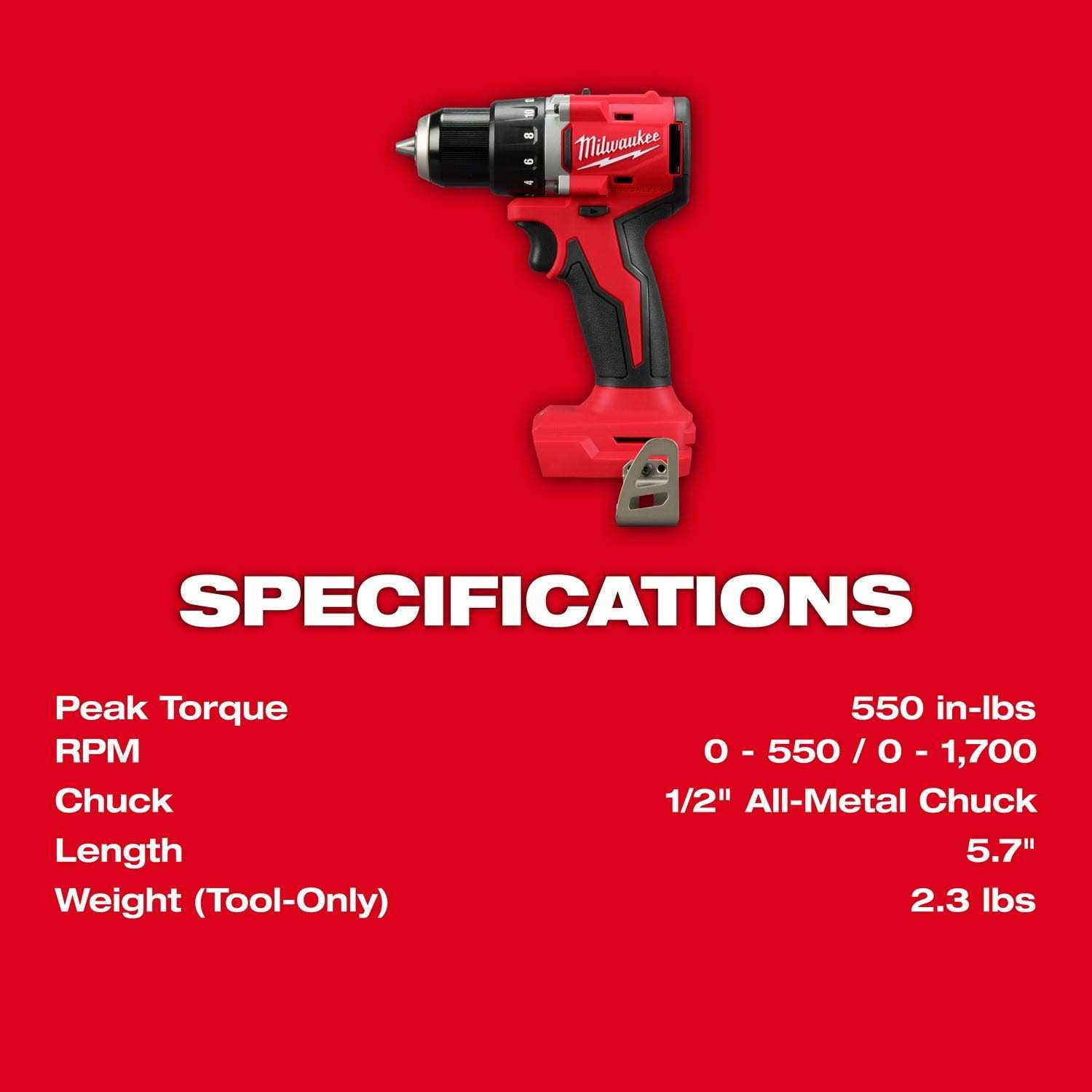 Milwaukee 3601-20 M18 Compact Brushless 1/2 Drill Driver - Image 5