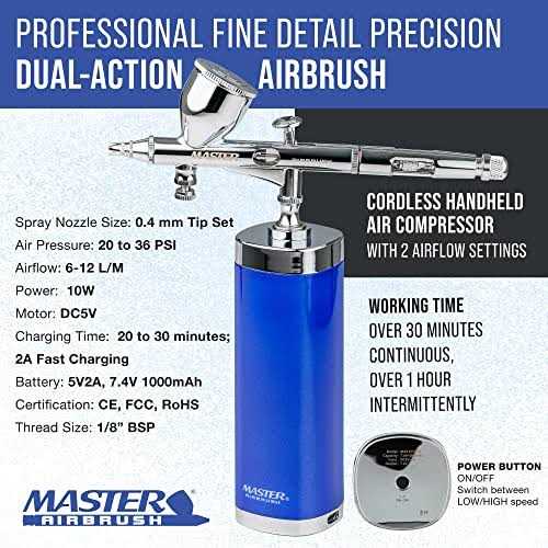 Master Airbrush Powerful Cordless Handheld Acrylic Paint Airbrushing System Primary Opaque Paint Colors - Image 3