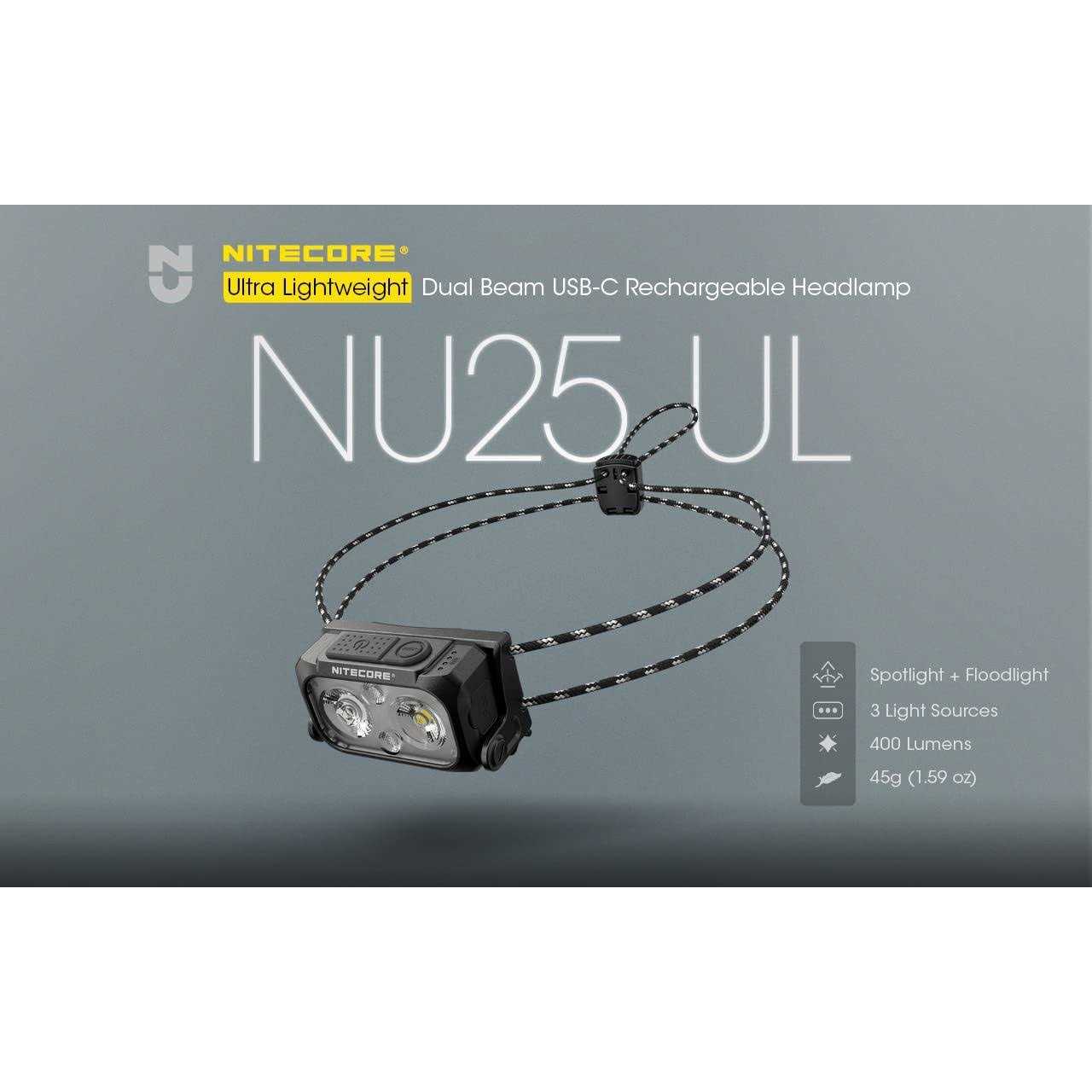 Nitecore NU25 UL 400 Lumens Ultralight Rechargeable Headlamp - Image 4