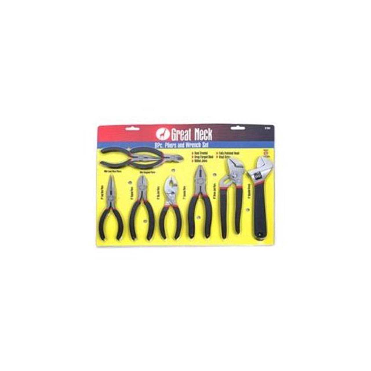 Great Neck 8-Piece Steel Pliers and Wrench Tool Set 87900 - Image 3