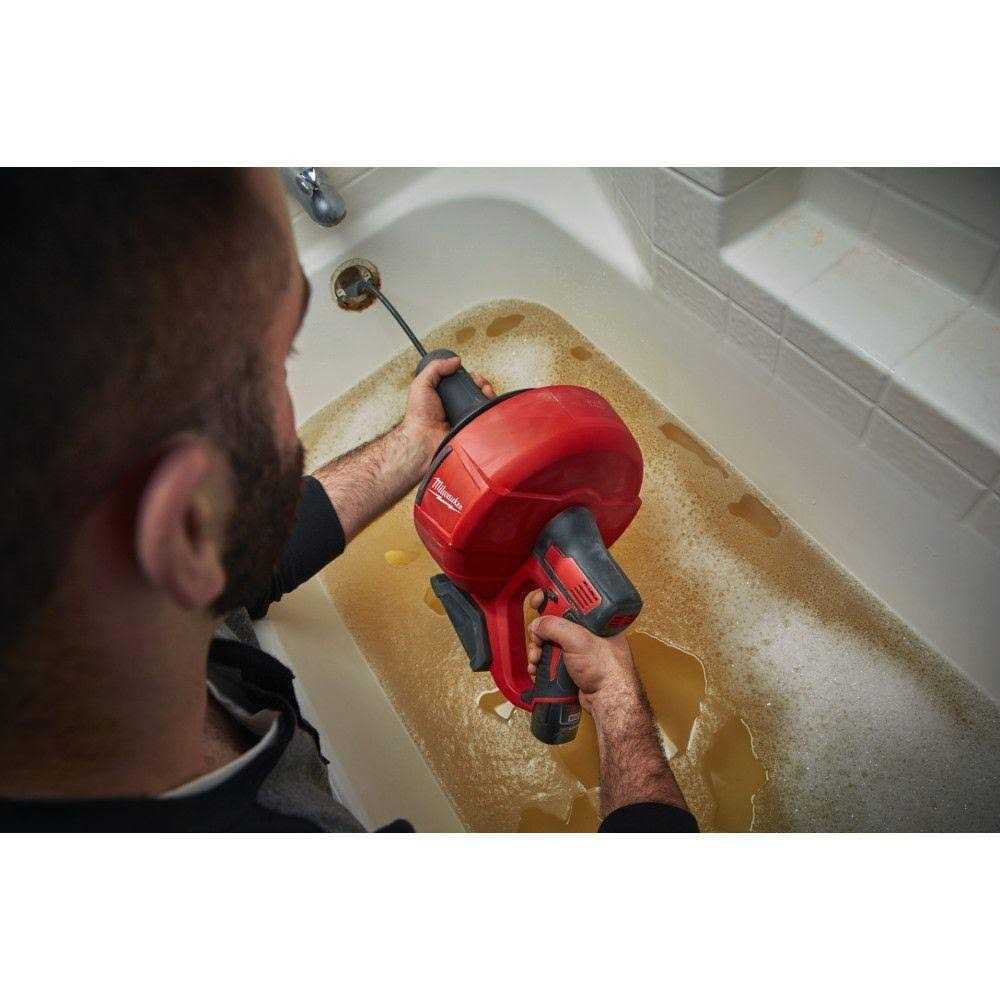 Milwaukee M12 12V Lithium-Ion Cordless Auger Snake Drain Cleaning Kit - Image 5