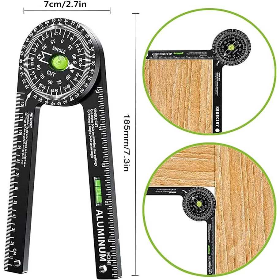 Miotorio Miter Saw Protractor,Aluminum Protractor Angle Finder with Level Gauge High Precision Laser Inside & Outside Miter Angle Finder for Angle Finder - Image 3